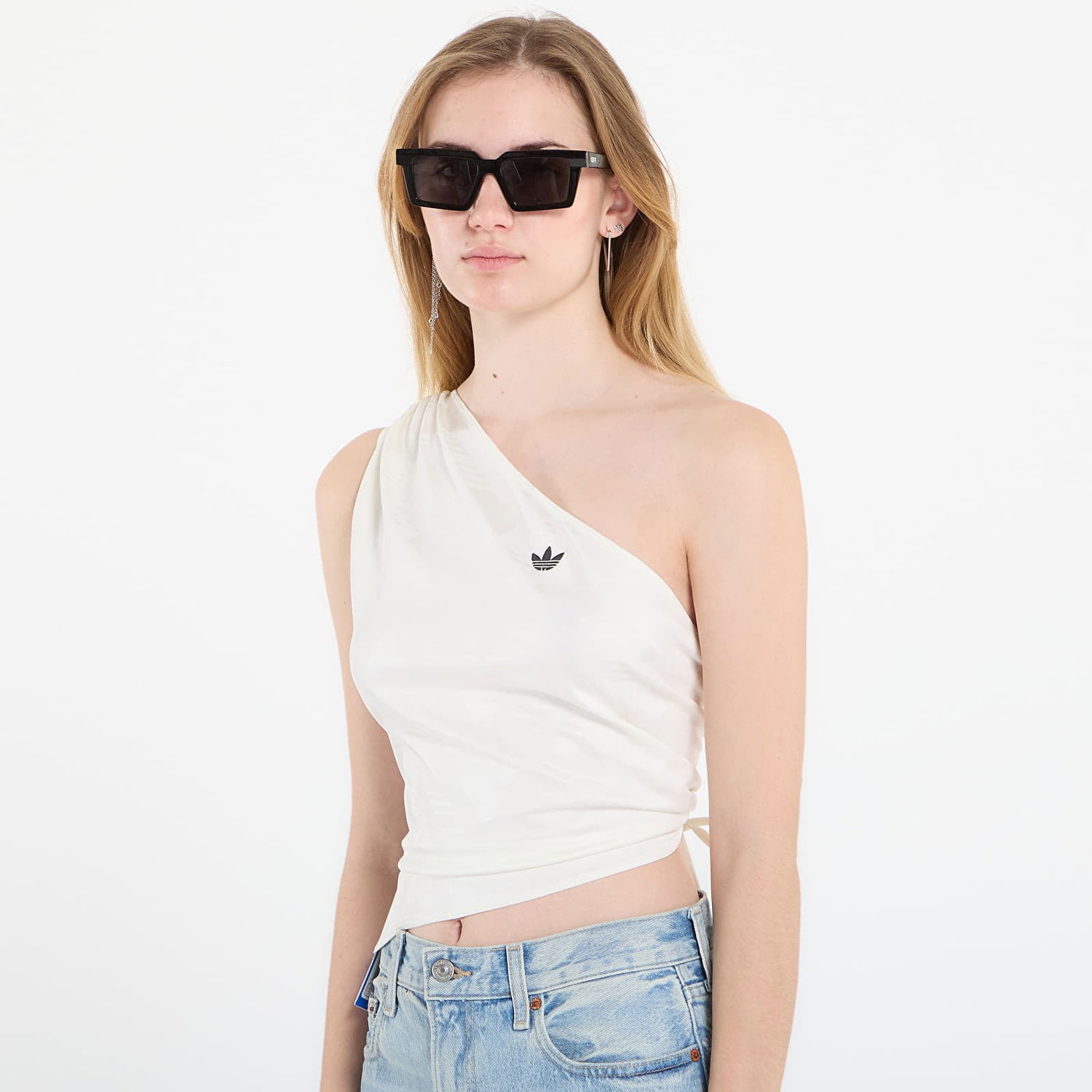 Tielko adidas Originals One-shoulder Ruched Top Biela | KC9118, 1