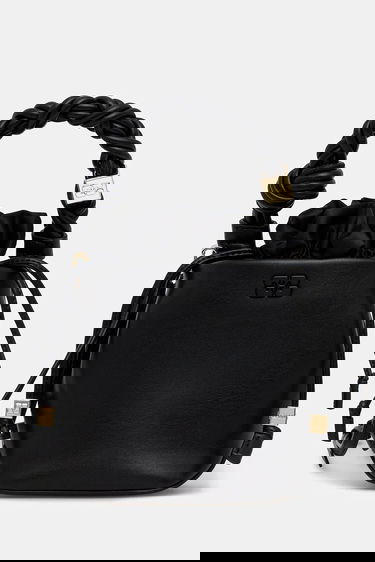 Kabelka GANNI Bou Bucket Mini Braided Handle Drawstring Bag Čierna | A6800., 0