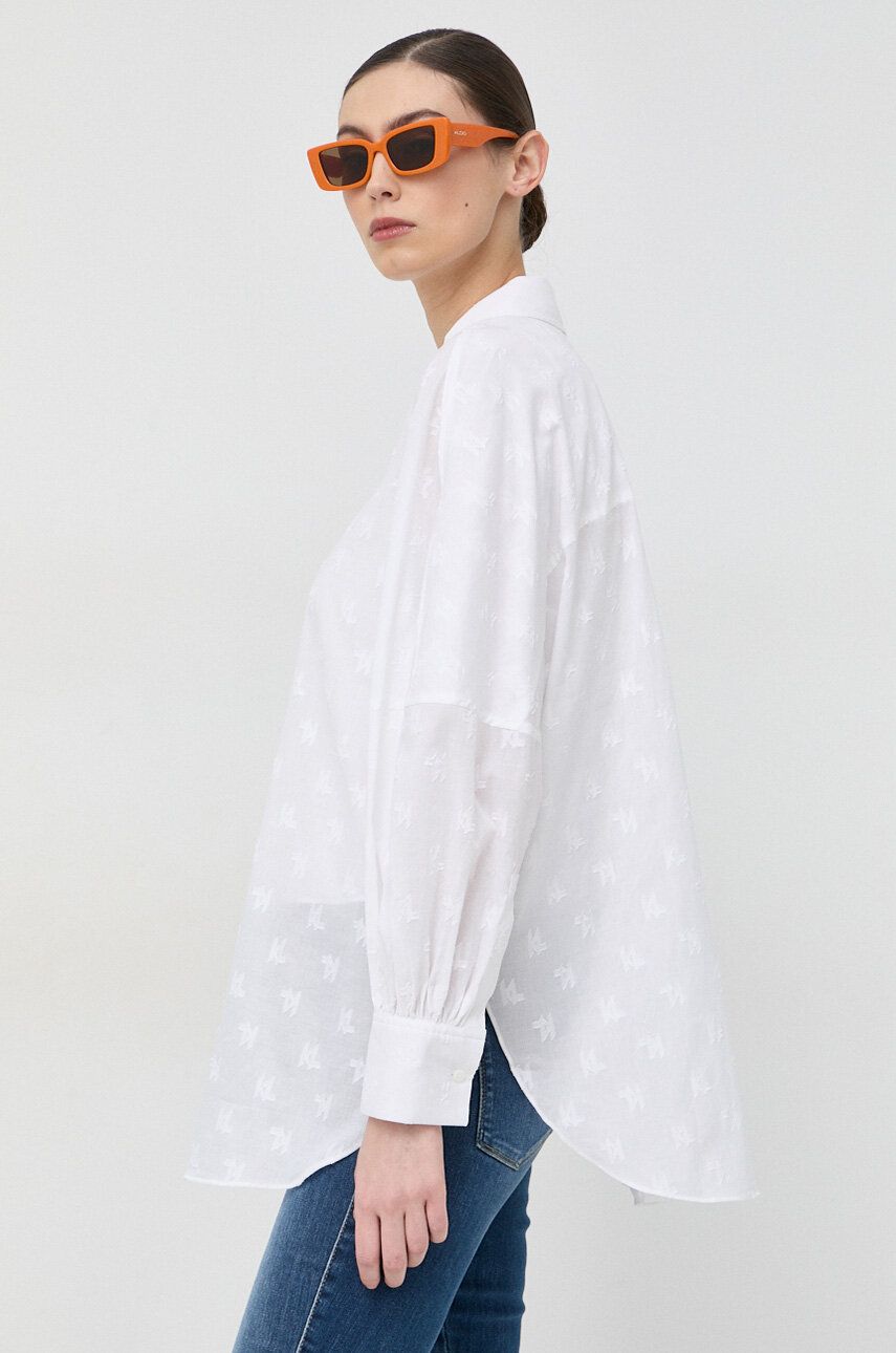 Košeľa KARL LAGERFELD Monogram Cotton Shirt Biela | 231W1601, 0