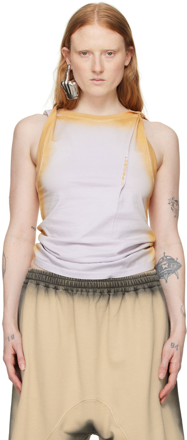 Tielko Y/PROJECT Purple Twisted Shoulder Tank Top Fialová | 204TS004, 0