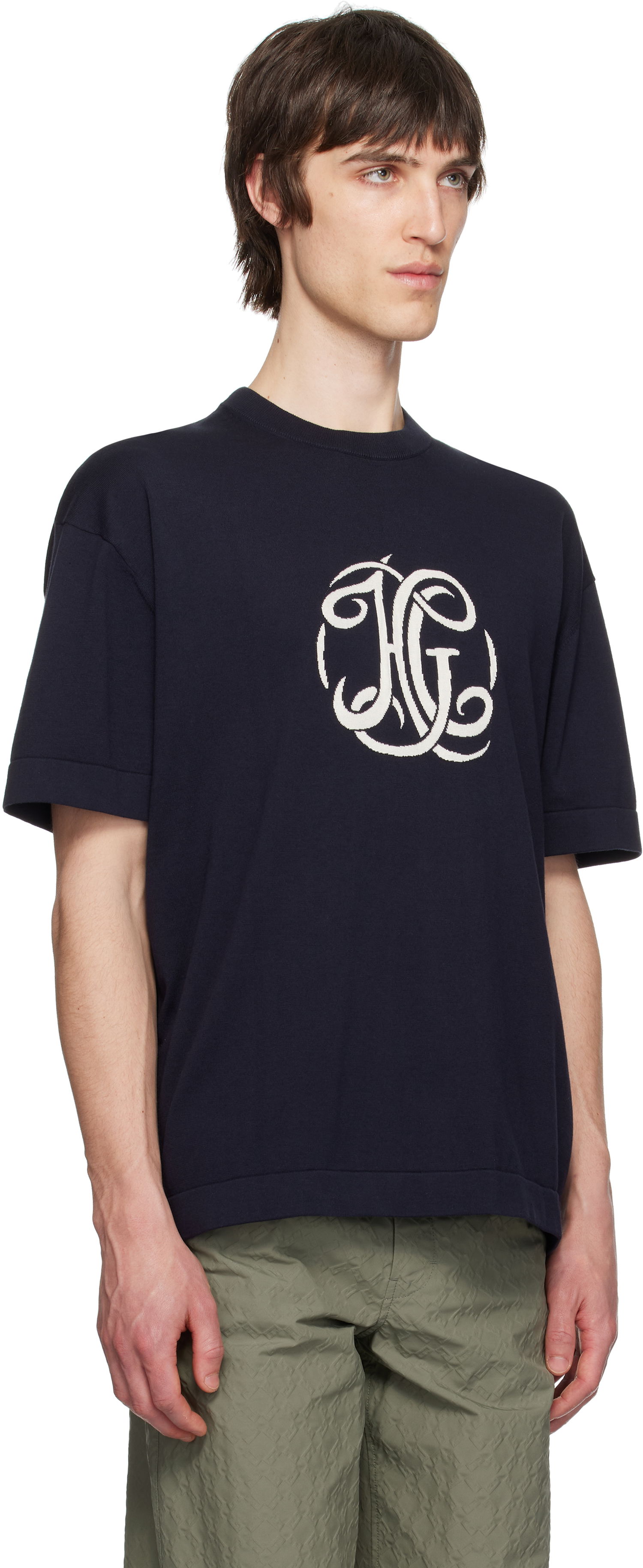 Tričko Givenchy Givenchy Knit Jacquard 'HG' T-Shirt Navy | BM71MZ4YM5401, 1