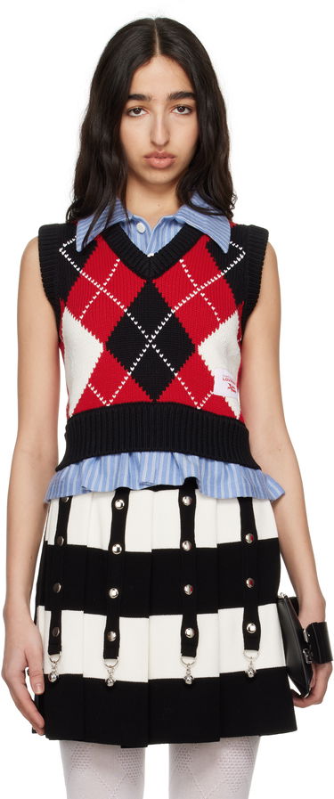 Sveter Charles Jeffrey Loverboy Charles Jeffrey LOVERBOY Cropped Argyle Vest Červená | 54091401, 0