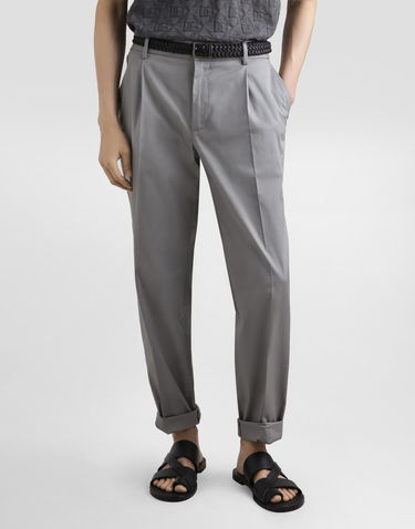 Nohavice Dolce & Gabbana Dolce & Gabbana Gabardine Cotton Trousers Šedá | GP0K7ZFUFNVN0493, 3