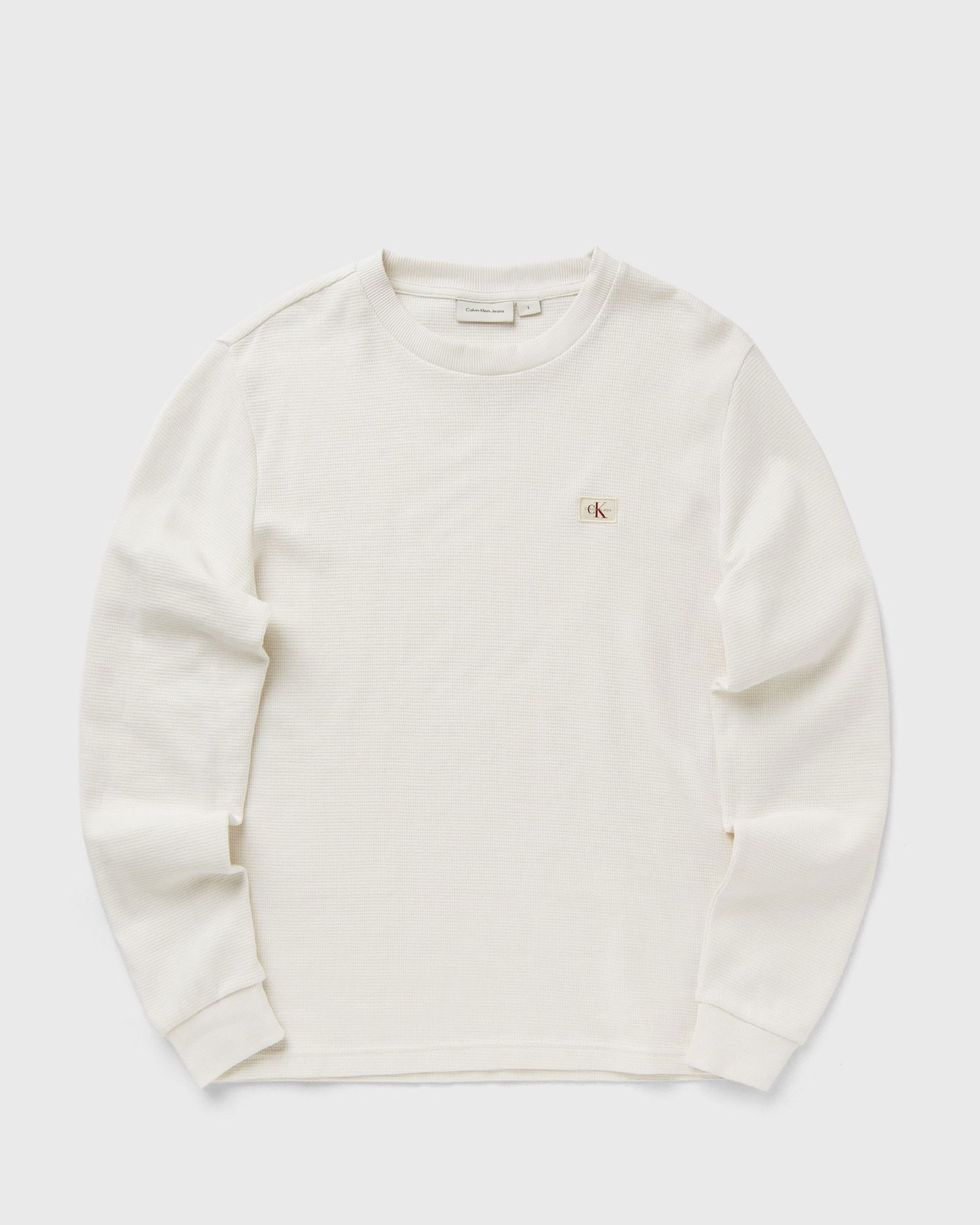 Sveter CALVIN KLEIN Calvin Klein Jeans Woven Label Waffle Long Sleeve T-Shirt Biela | J30J327117YBI, 0