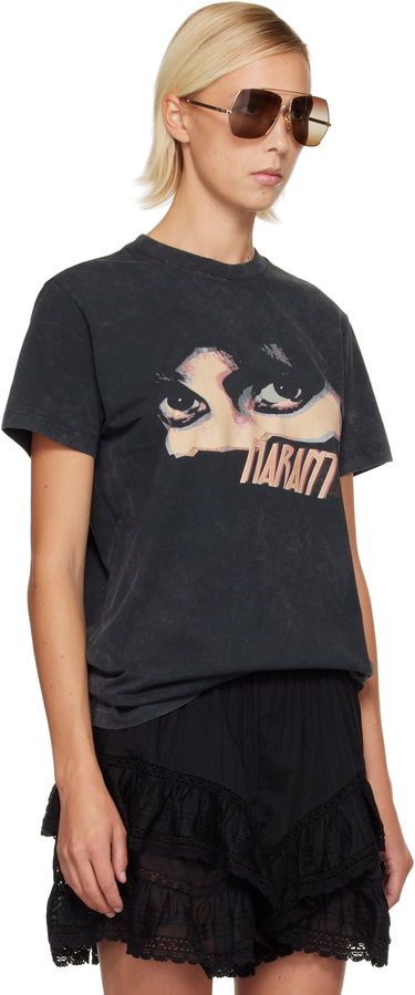 Tričko Isabel Marant Étoile Etoile Zoeline Short Sleeve Washed Graphic Print T-Shirt Čierna | TS0147FA-C3N07E, 1