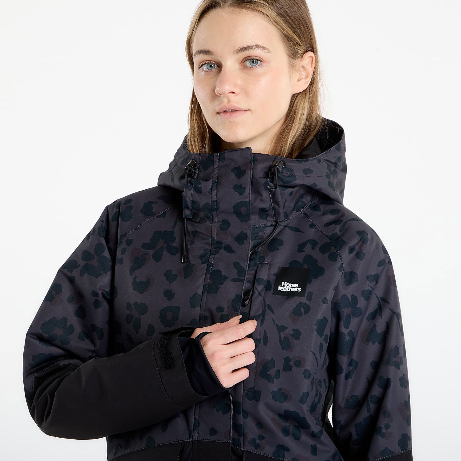 Bunda Horsefeathers Ember Hooded Two-Tone Jacket Floral Cheetah L Čierna | OW229B, 1