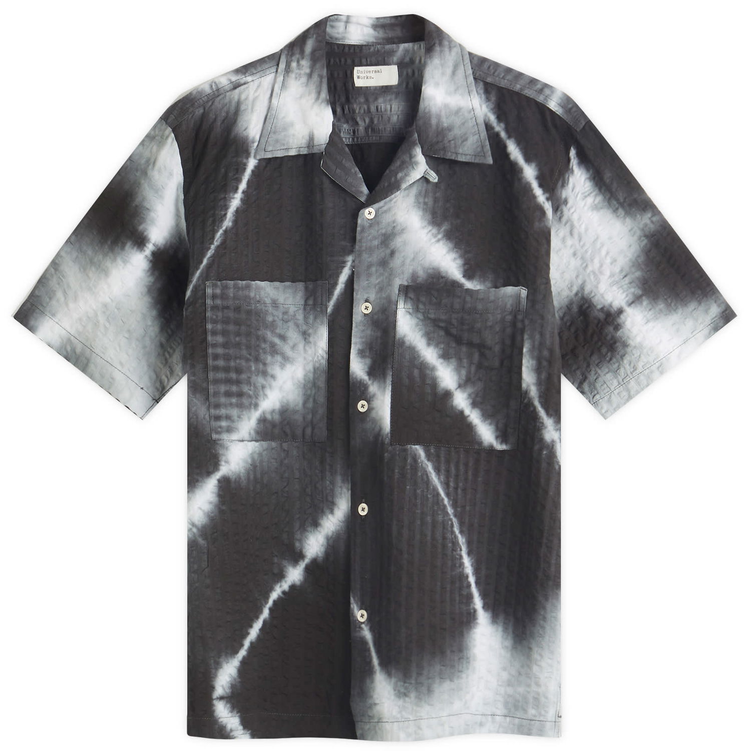 Košeľa Universal Works Tie Dye Seersucker Camp Shirt, Size Large Čierna | 32159-CHC, 0