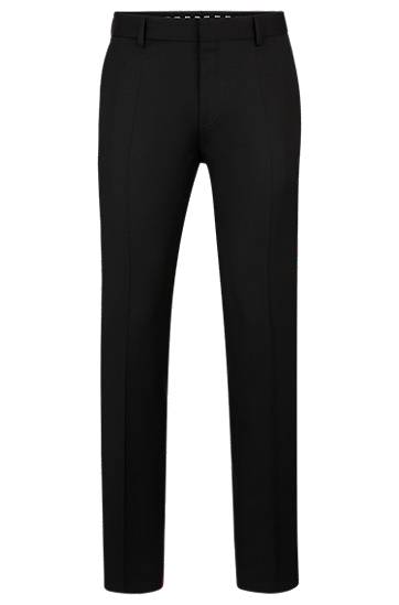 Nohavice BOSS Slim-Fit Virgin-Wool Serge Trousers Čierna | 50469174, 0
