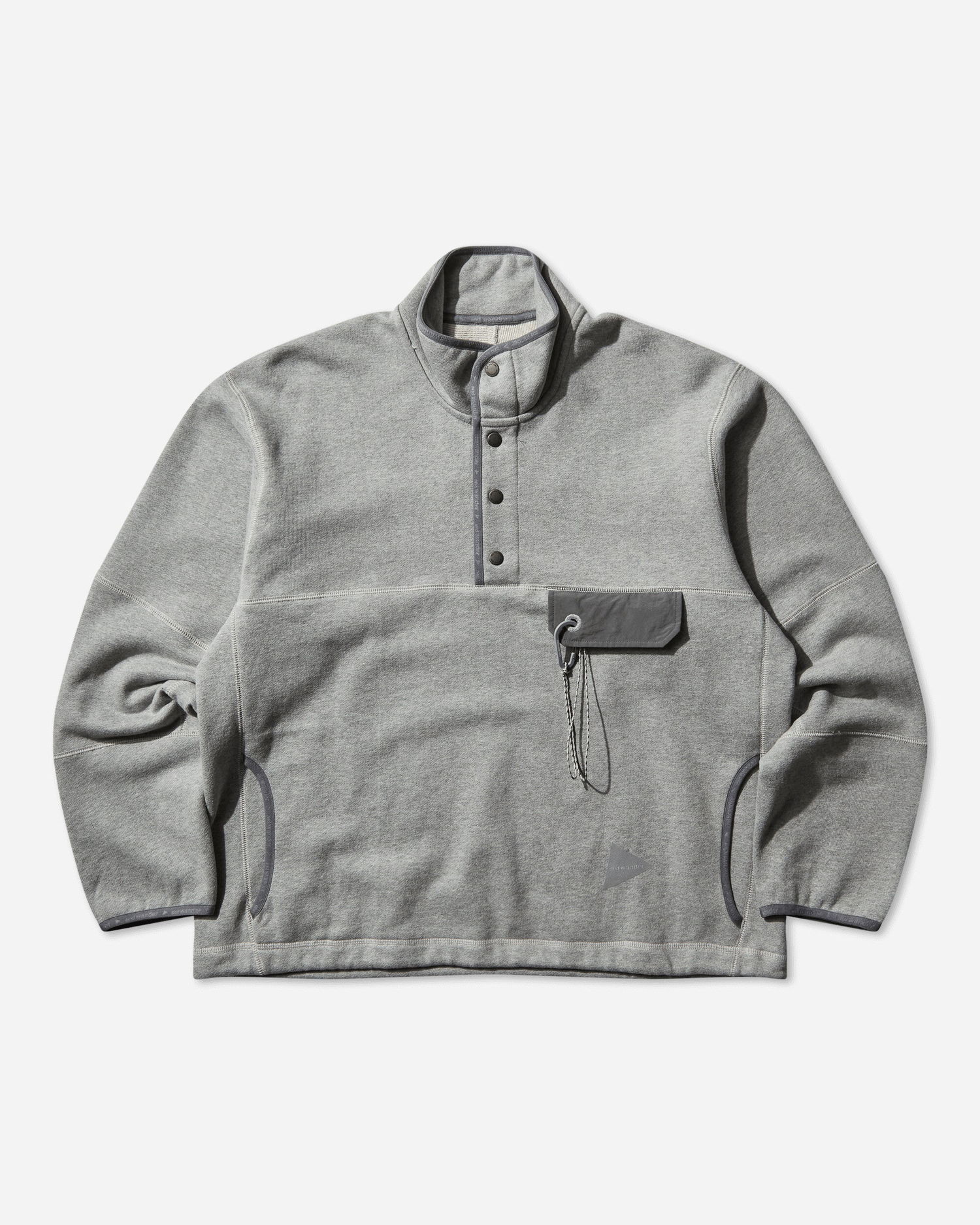 Mikina and wander Mock Neck Snap Placket Sweatshirt with Chest Pocket Šedá | 5745284080 020, 1