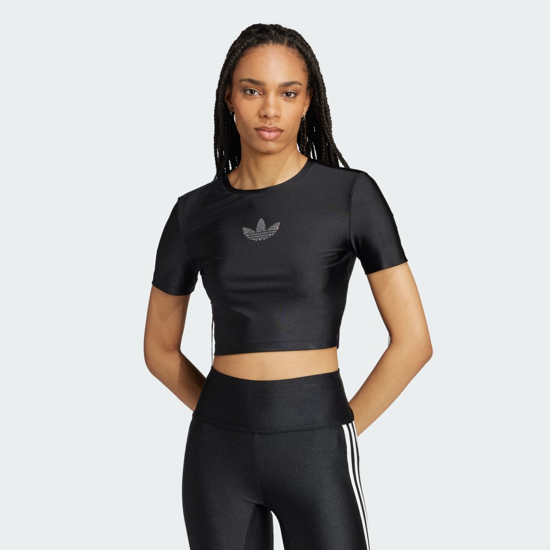 Tričko adidas Performance Rhinestone Trefoil T-shirt Čierna | IW5681, 0