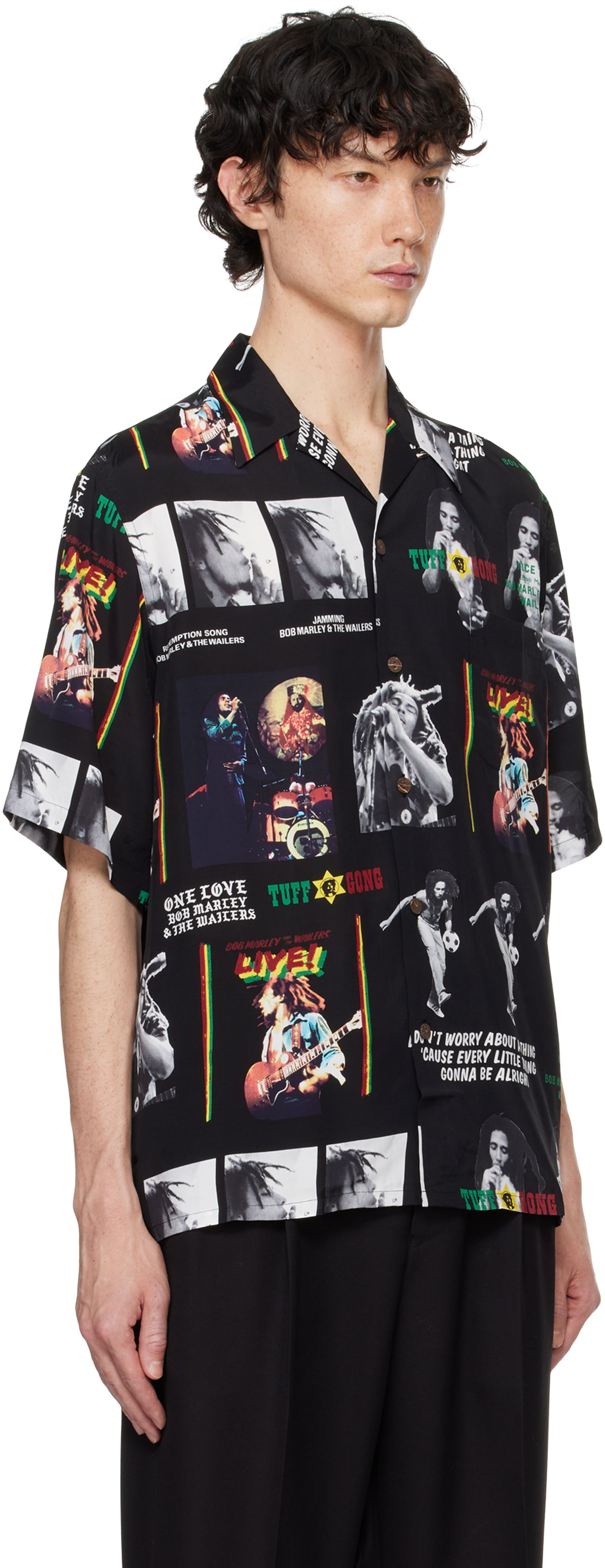 Košeľa WACKO MARIA WACKO MARIA Bob Marley Print Short Sleeve Shirt Čierna | BOBMARLEY-WM-HI09, 1