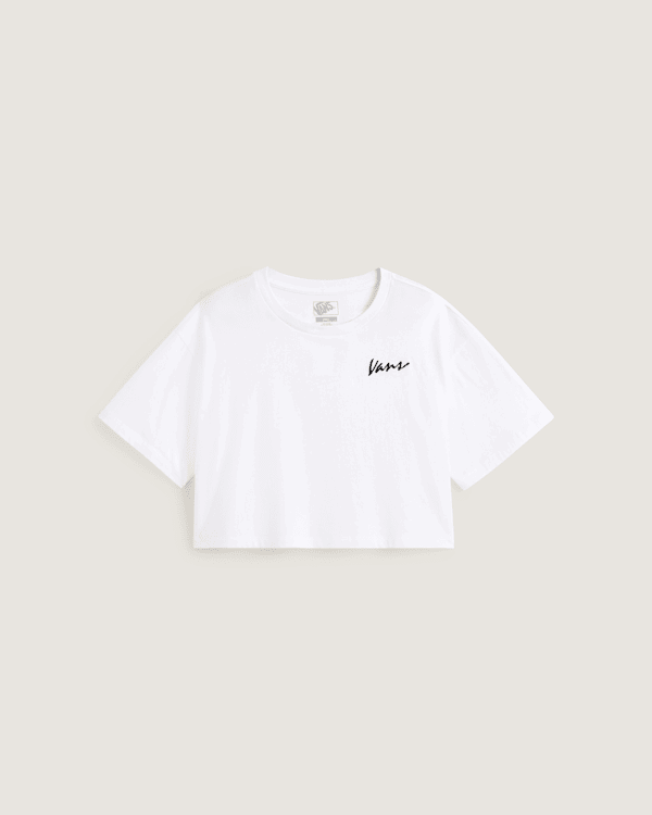 Crop Top Vans Classic Script Cropped T-Shirt Biela | VN000QDFWHT, 0