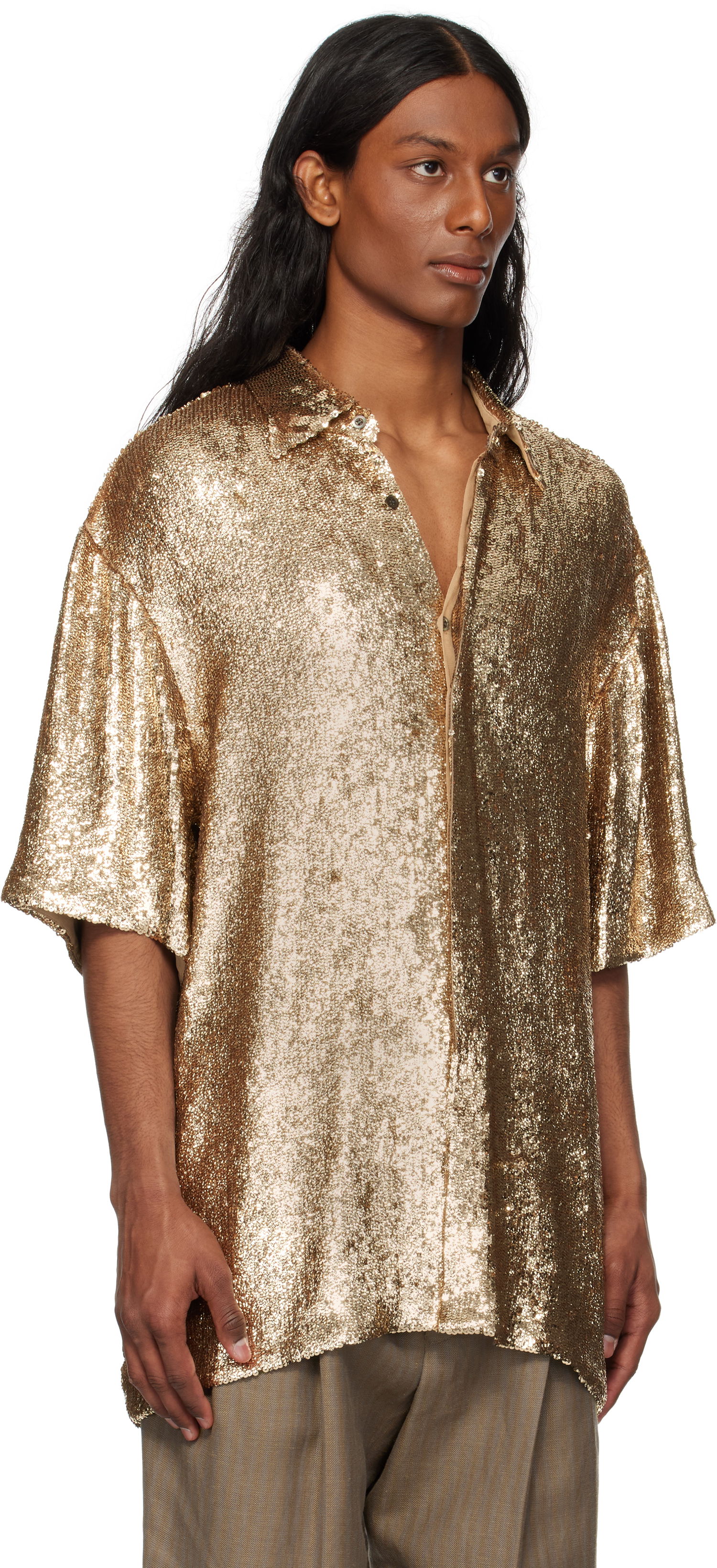 Košeľa Dries Van Noten Dries Van Noten Sequinned Shirt Metalická | 251-080751-1481, 1