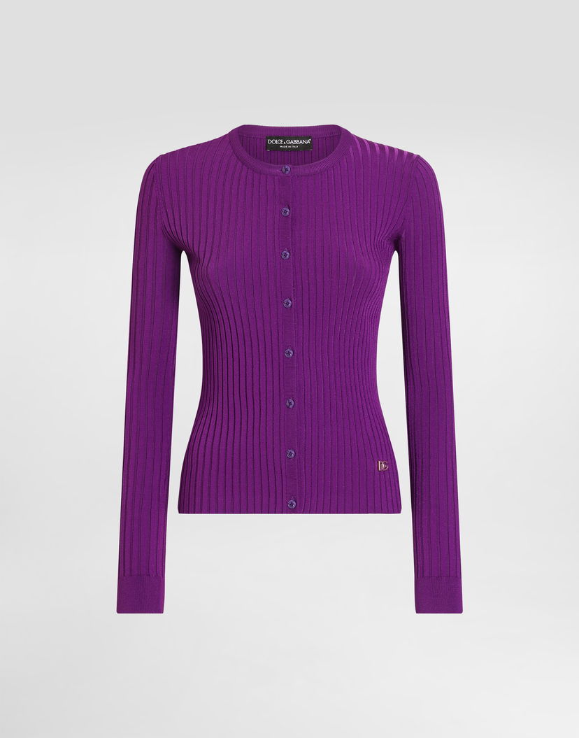 Sveter Dolce & Gabbana Dolce & Gabbana Ribbed Viscose Cardigan Fialová | FXV90TJFMZYF0373
