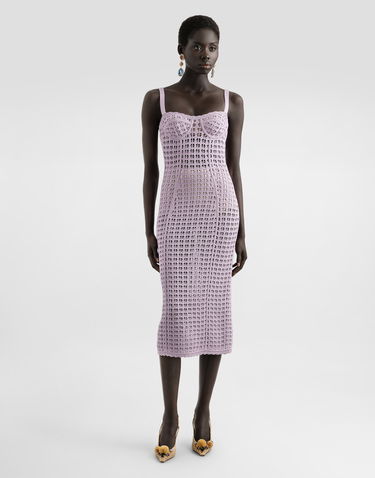 Šaty Dolce & Gabbana Dolce & Gabbana Crochet Bustier Midi Dress Fialová | FXS51TJGMBHF5958, 1