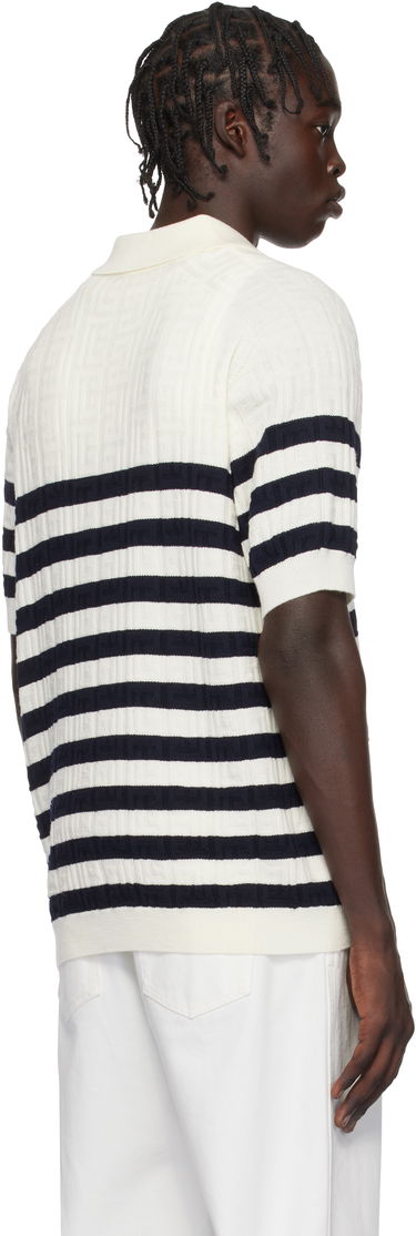 Polo tričko Balmain Striped Knit Polo Shirt Biela | EH1GB066KI01, 2