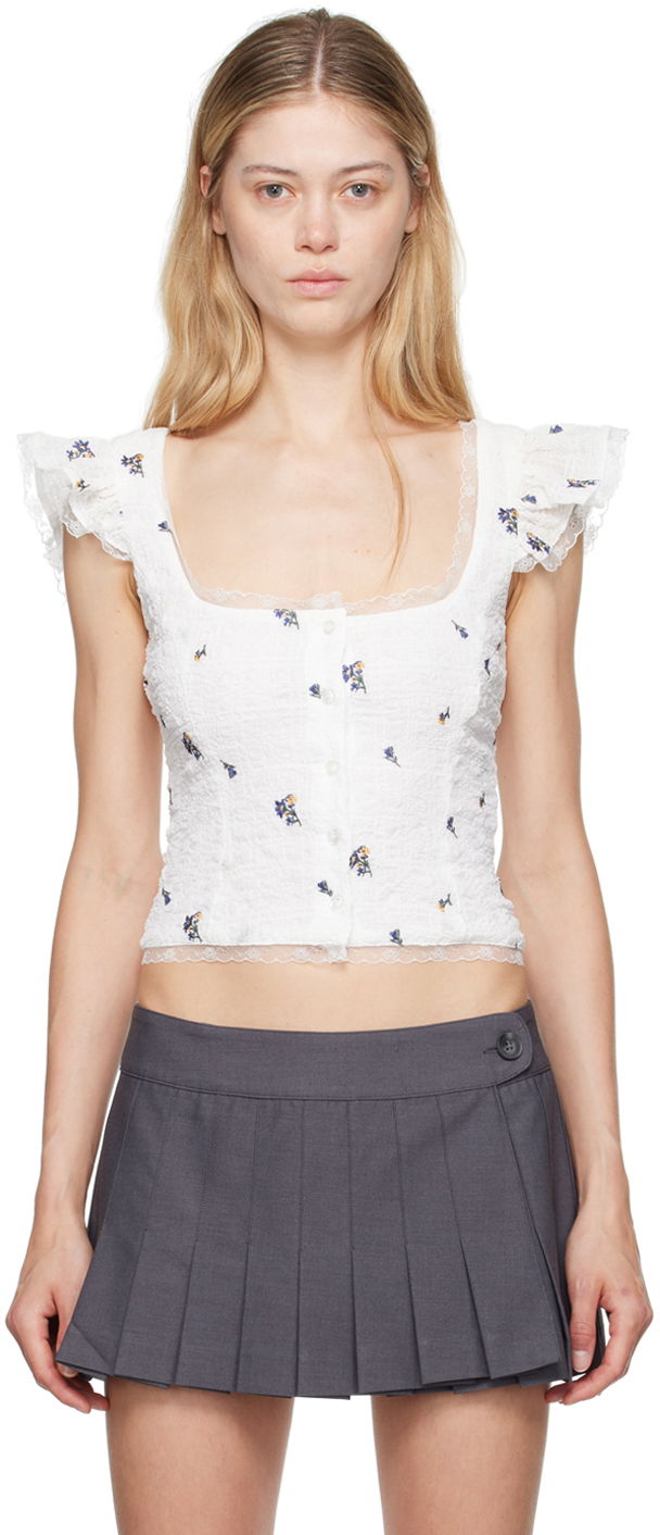 Tielko GUIZIO Guizio Pontia Floral Embroidered Tank Top Biela | P24112W105, 0
