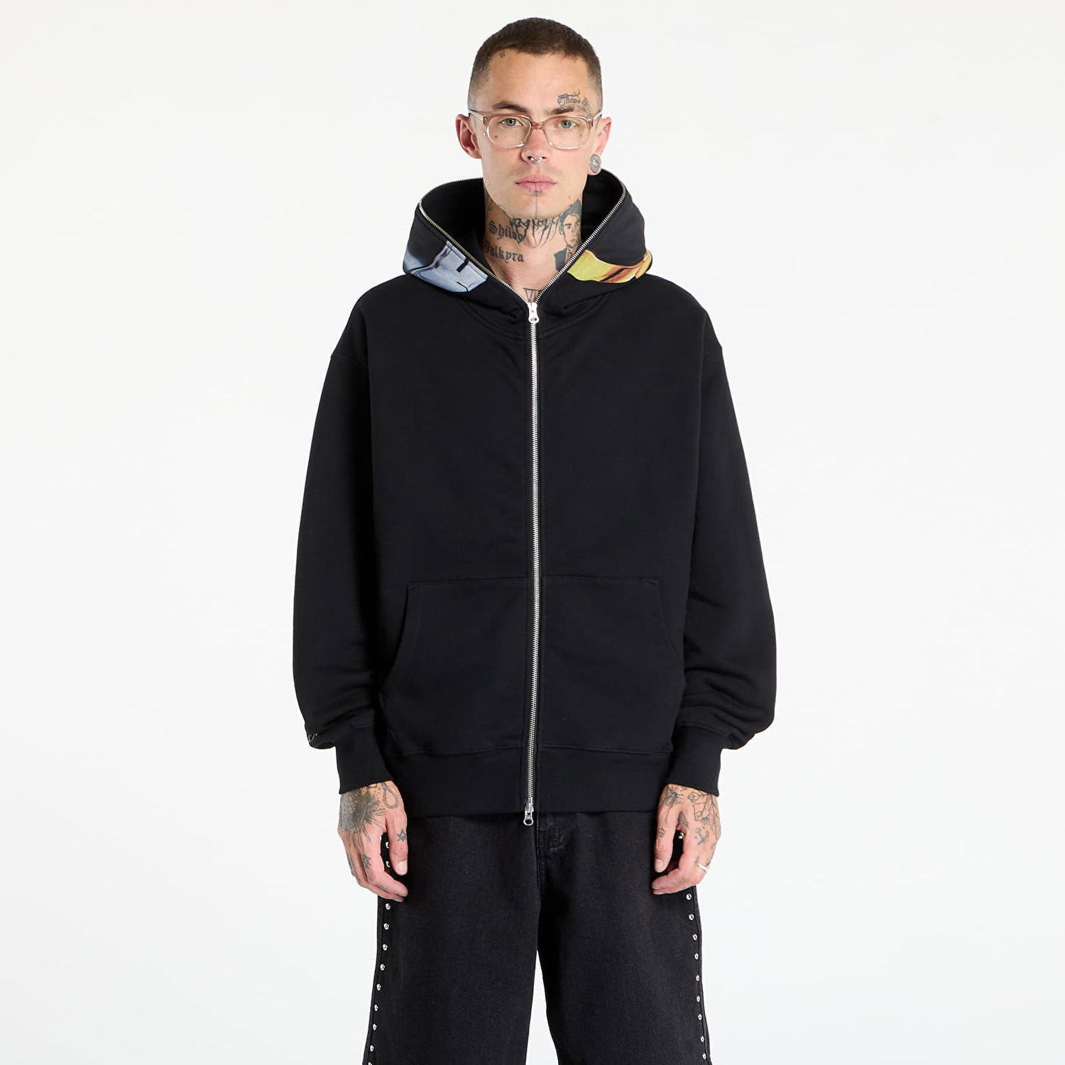 Mikina Pleasures PLEASURES Daft Club Ram Zip Hoodie Čierna | P25DP014-BLACK, 0