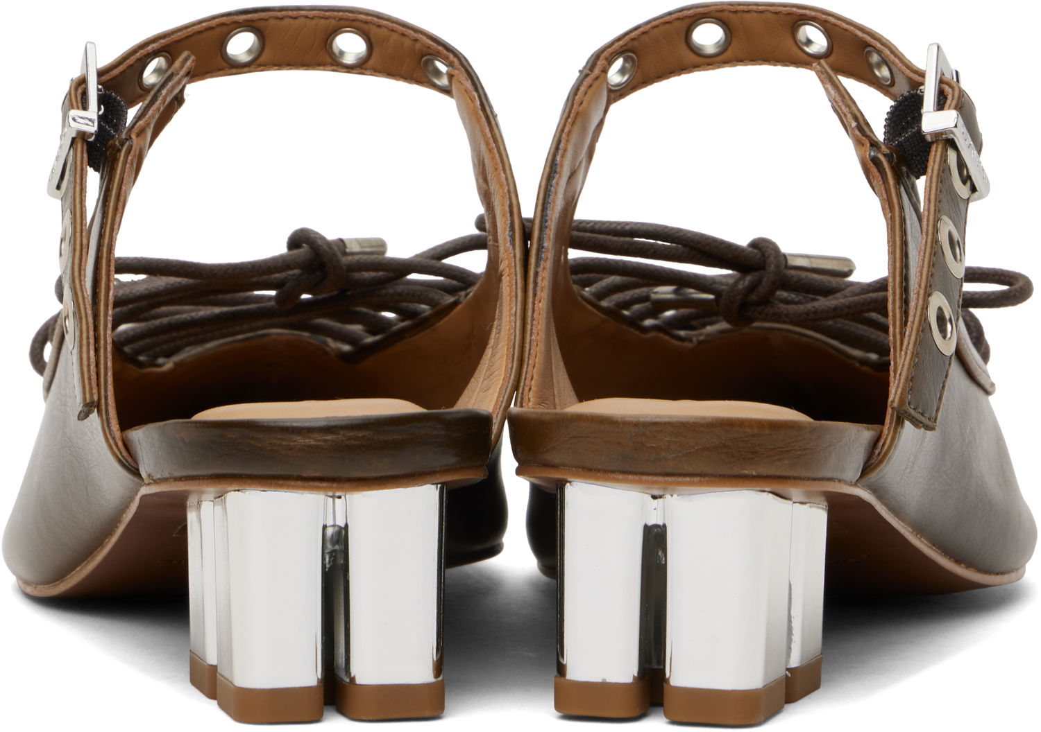 Tenisky a topánky GANNI GANNI Oleatex Lace-Up Mules Hnedá | S3092, 1