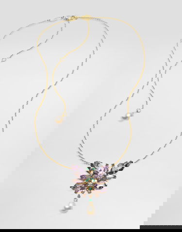 Náhrdelník Dolce & Gabbana Dolce & Gabbana 18K Gold Butterfly Necklace with Amethysts and Pearls Fialová | WAJI1GWAM01ZOO00, 0