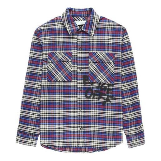 Košeľa Off-White Virgil Abloh Flannel Check Shirt Modrá | OMGA091F19F330063010, 0