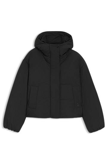 Prešívaná bunda BOSS Regular-fit Hooded Cropped Puffer Jacket Čierna | 50546843