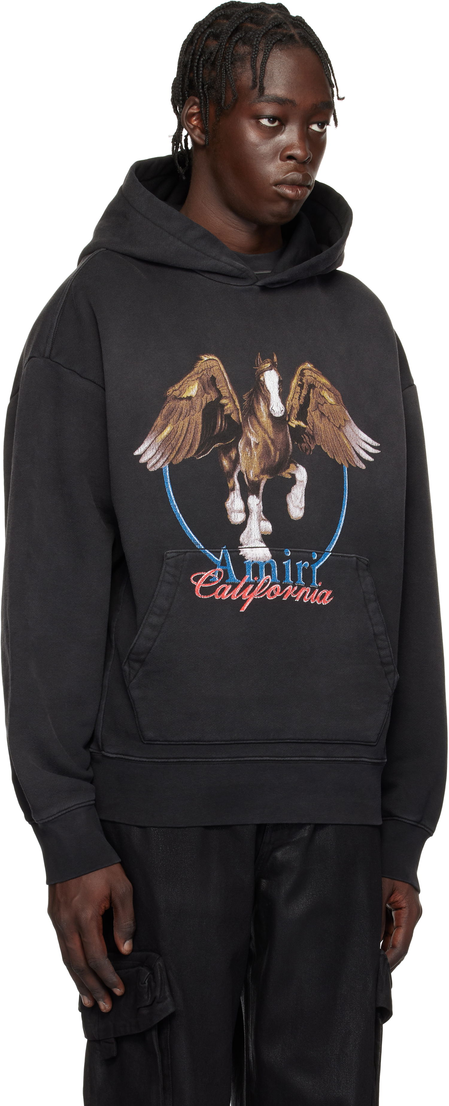 Mikina AMIRI Vintage Wash Pegasus Oversized Hoodie Čierna | AMJYHD1080, 1