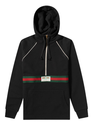 Mikina Gucci Quarter Zip Stripe Hoody Čierna | 645320-XJDAK-1060