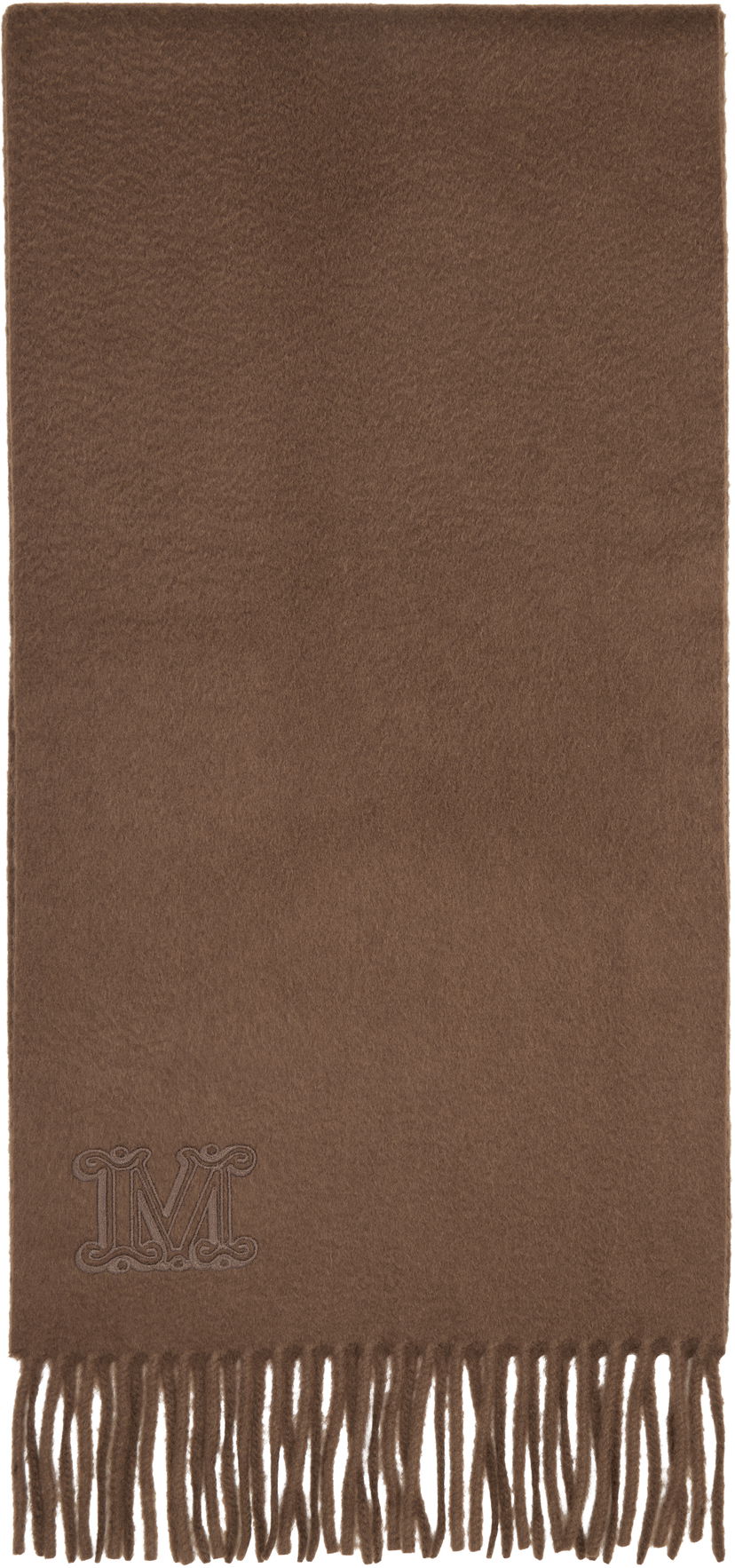 Šál Max Mara Wsdalia Embroidered M-Logo Fringed Scarf Hnedá | 2524546311600