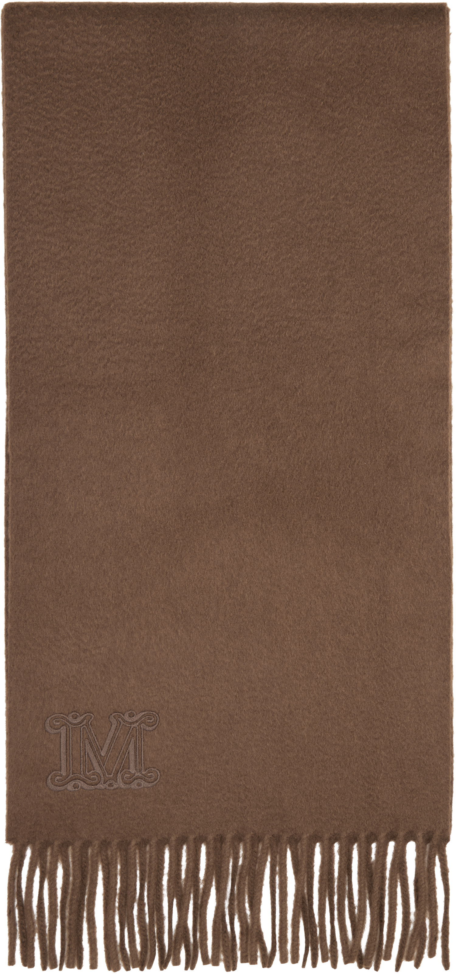 Šál Max Mara Wsdalia Embroidered M-Logo Fringed Scarf Hnedá | 2524546311600, 0