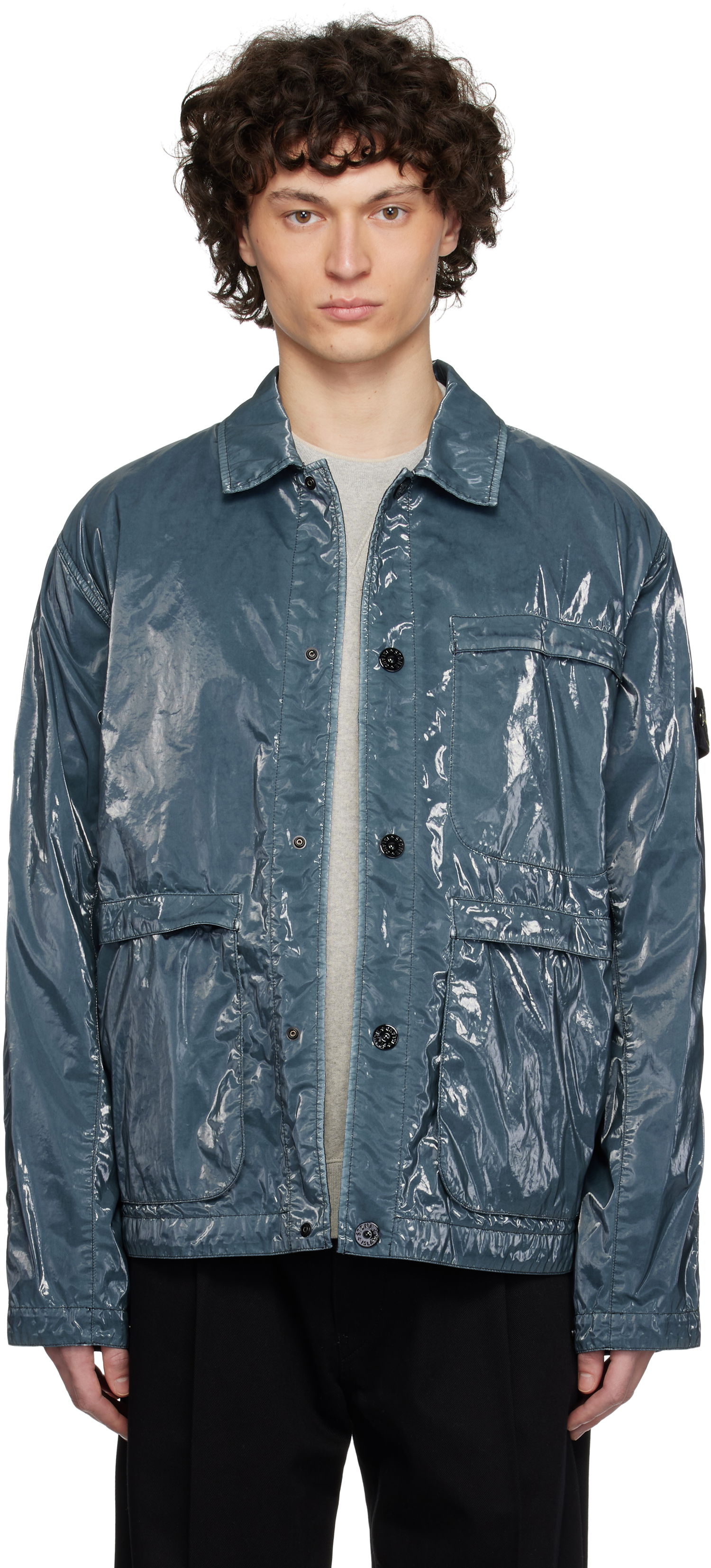 Vetrovka Stone Island Stone Island Prismatica Mussola Caban Jacket Modrá | K1S15 4100065 S0132, 0
