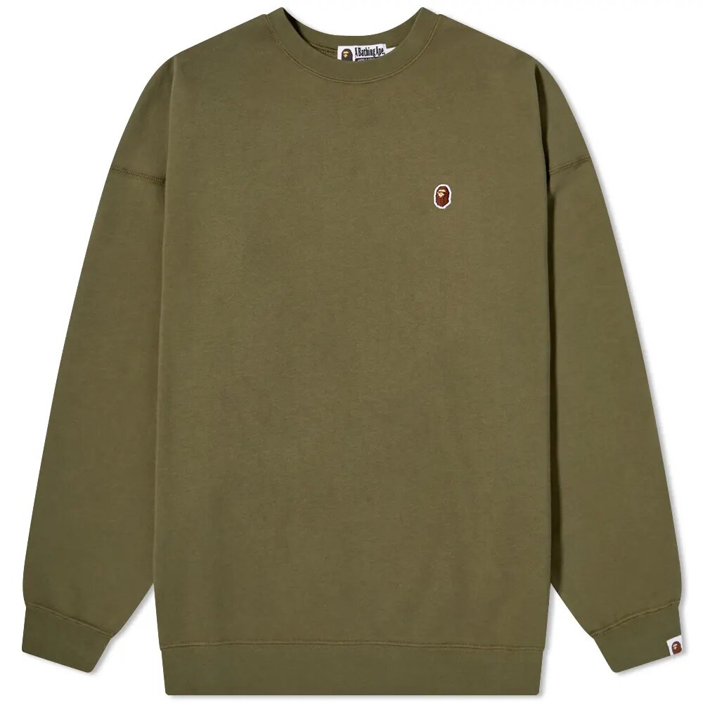 Mikina BAPE Oversized Ape Logo Crew Sweat Zelené | 001SWH802503L-GRN, 1