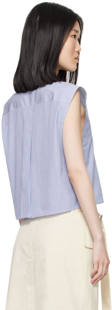 Crop Top Helmut Lang Sleeveless Tuxedo Shirt Modrá | O05HW598, 2