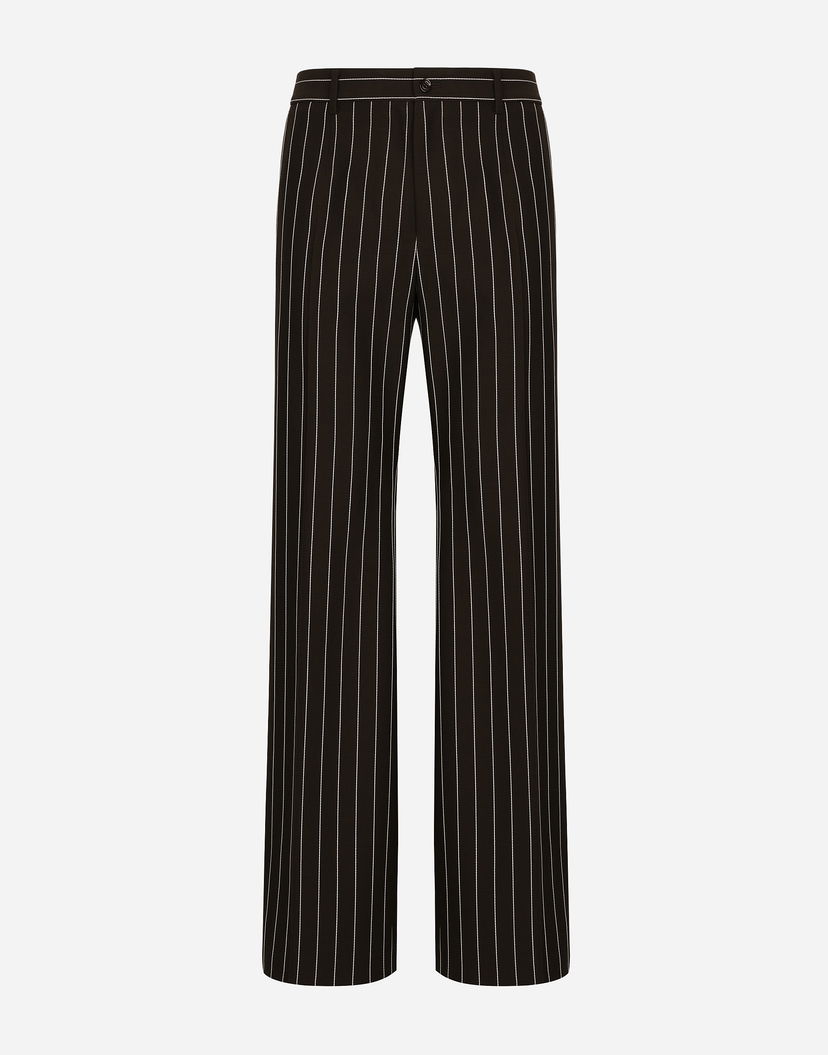 Nohavice Dolce & Gabbana Dolce & Gabbana Pinstriped Wide-leg Trousers Čierna | GP01PTFR20WS8051
