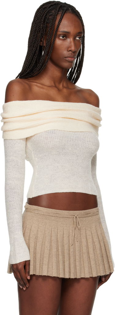 Sveter GUIZIO Marlowe Off-shoulder Knitted Long-Sleeve Top Biela | H25606S048, 1