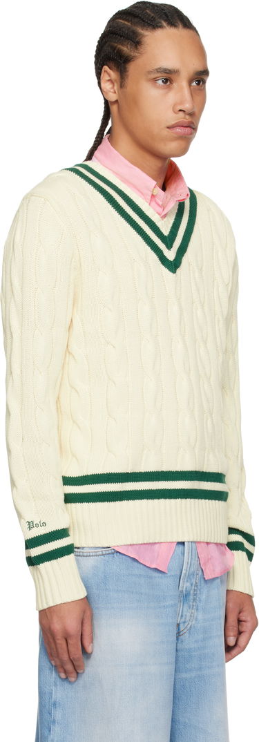 Sveter Polo by Ralph Lauren Polo Ralph Lauren 'The Iconic Cricket' Cable Knit Sweater Béžová | 710961153001, 1