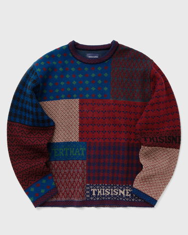 Sveter thisisneverthat Patchwork Knit Pullover Sweater Modrá | TN243KKNPK06MLT, 0