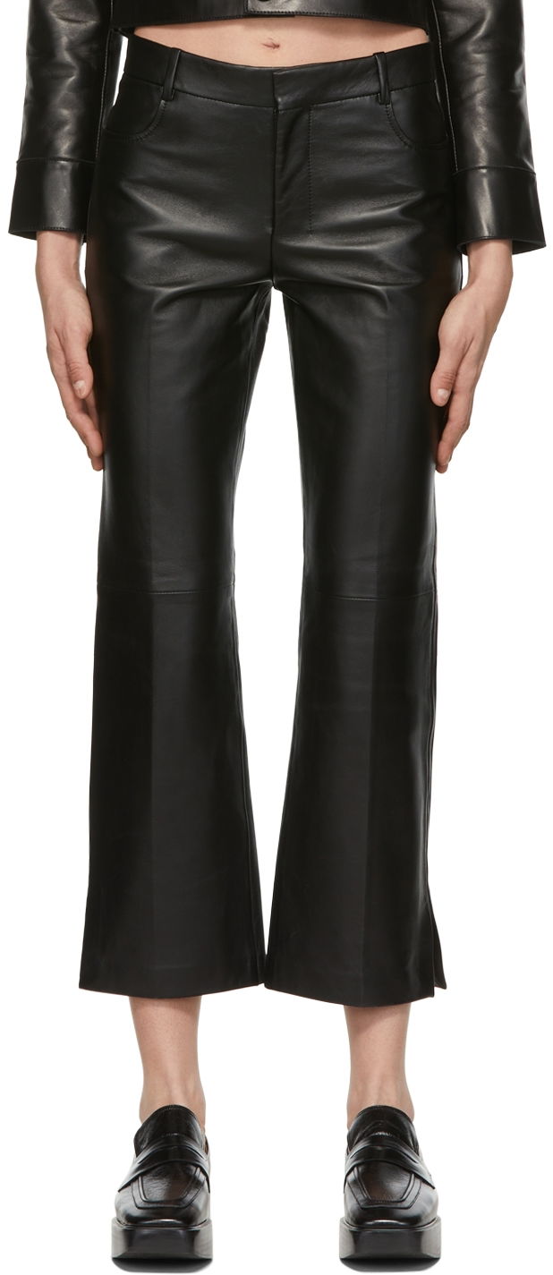 Nohavice AMI Cropped Leather Pants Čierna | FTR011.519, 0