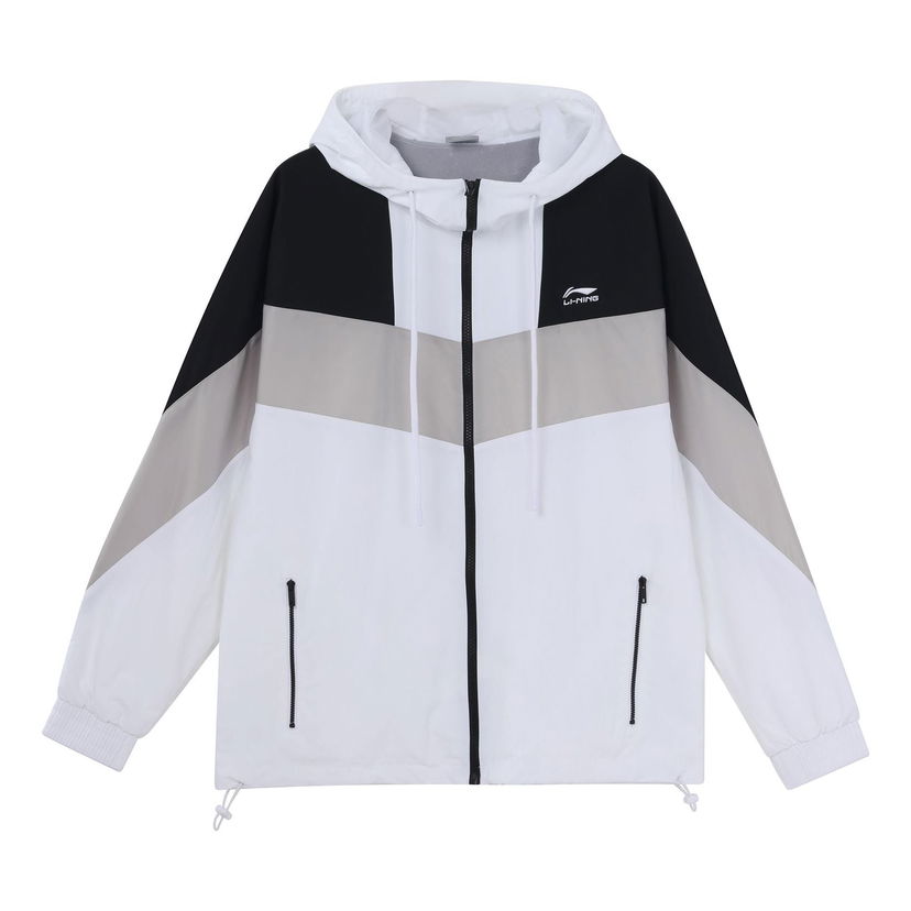 Vetrovka Li-Ning Sports Fashion Series Colorblock Hooded Drawstring Loose Jacket Biela | AFDQ045-1