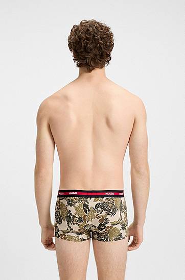 Boxerky BOSS HUGO Three-Pack of Stretch-Cotton Trunks with Logo Waistbands Čierna | 50545668, 1