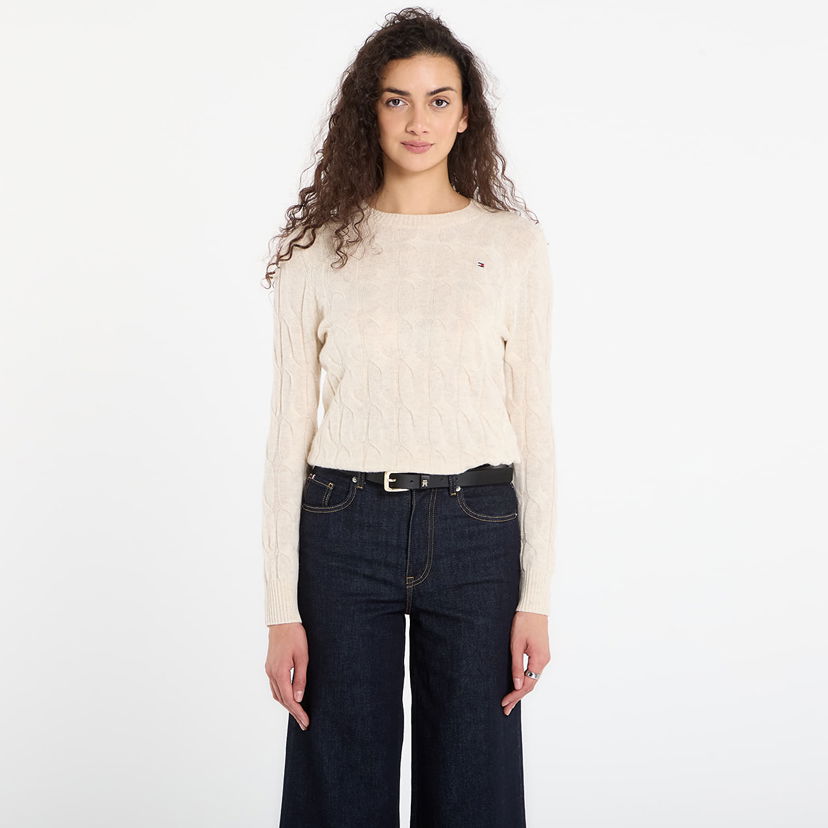 Sveter Tommy Hilfiger Soft Wool Cable C-Neck Long Sleeve Sweater Béžová | WW0WW43586 ADK