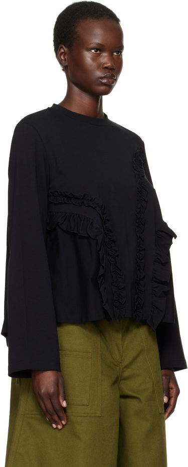 Tričko Cecilie Bahnsen Alva Ruffle Trim T-shirt Čierna | 4.24RTW11003 ALVA T-SHIRT, 1