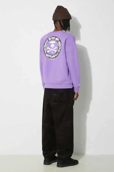Mikina AAPE by A Bathing Ape AAPE Loose Fit Crewneck Back X-Bone Sweatshirt Fialová | ASWA324, 2