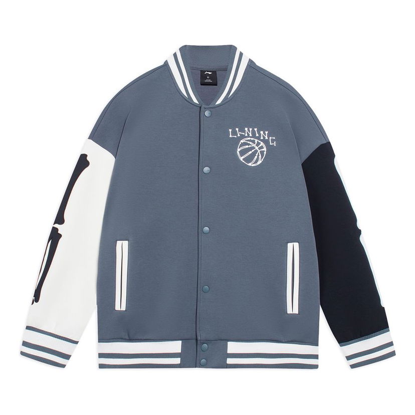 Bomber bunda Li-Ning Graphic Print Baseball Jacket Modrá | AJDSB17-4