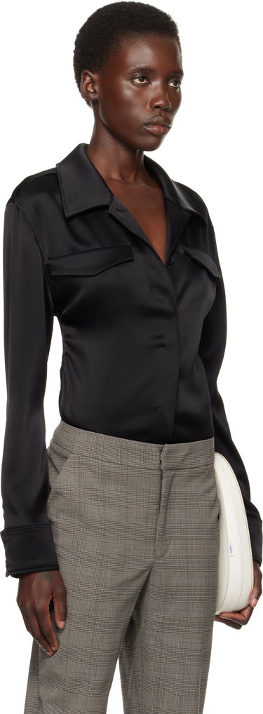 Košeľa Courrèges Courrèges Satin Shirt Čierna | 225CBD123TA0007, 1