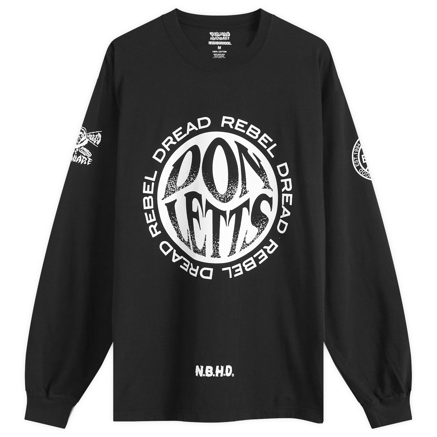 Tričko Neighborhood Rebel Dread Hardware Long Sleeve Graphic T-Shirt Čierna | 242PCRDN-LT01S-BLK, 0