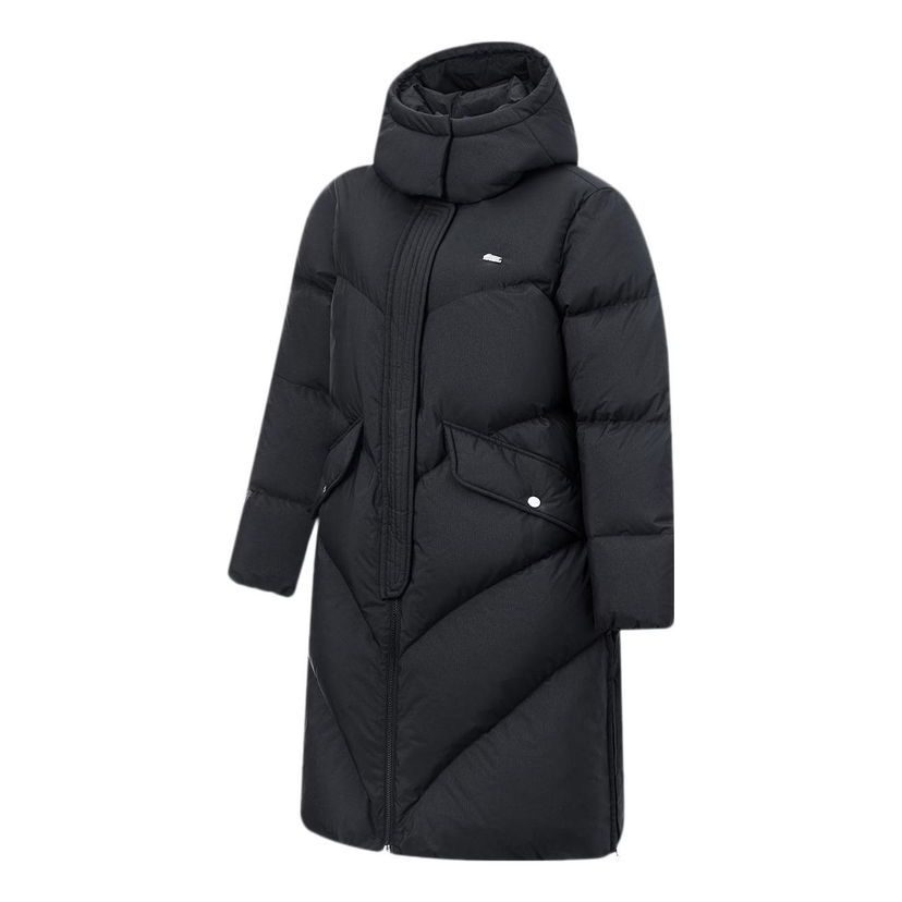 Prešívaná bunda Li-Ning Logo Long Down Jacket Čierna | AYMT116-3