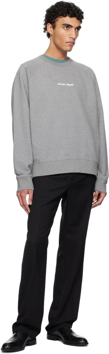 Sveter MAISON KITSUNÉ Maison Kitsuné Oversize Raglan Sweatshirt with Embroidery Šedá | OM00309KM0001, 3