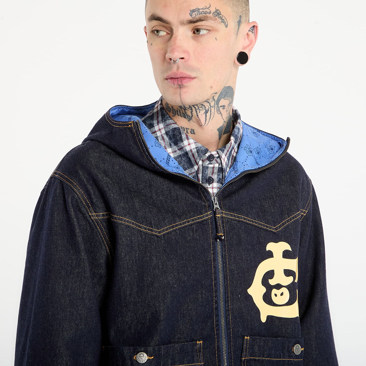 Bunda BILLIONAIRE BOYS CLUB Icecream Western Panelled Zip Through Denim Jacket Modrá | IC25445 Indigo, 1