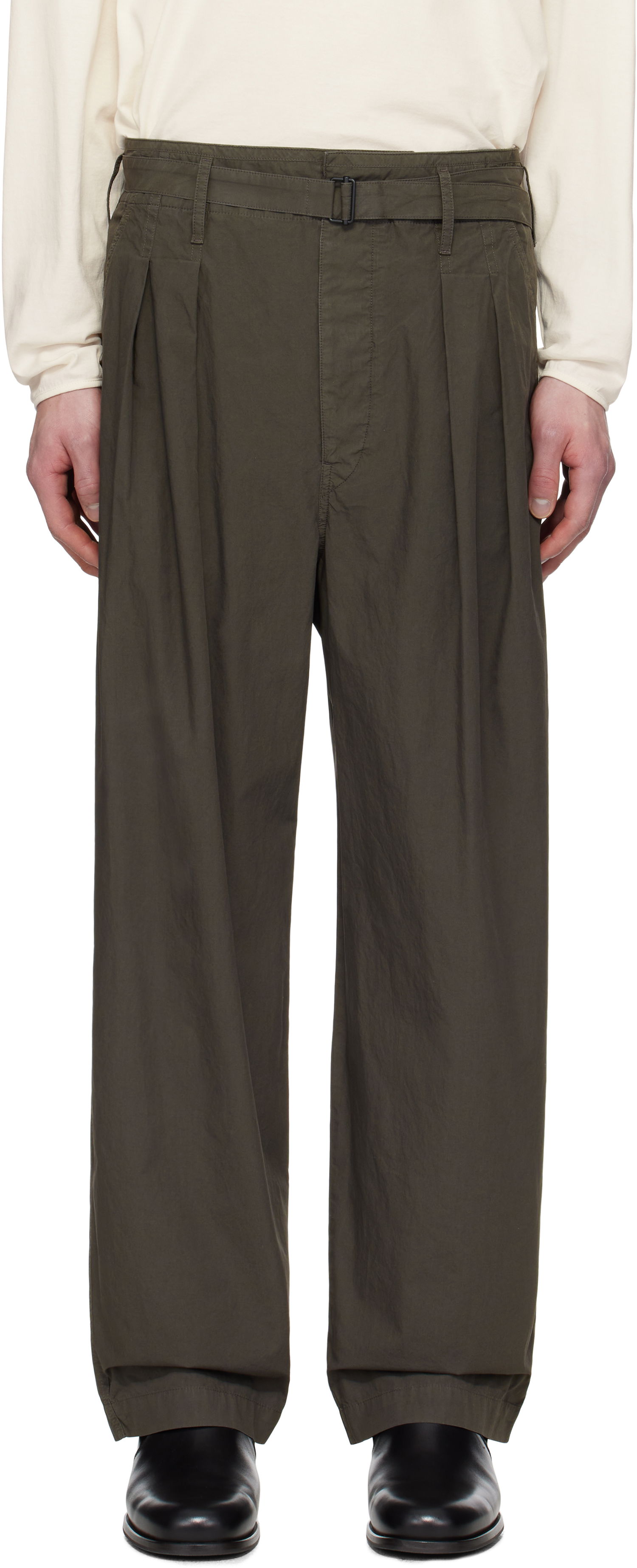 Cargo nohavice LEMAIRE Lemaire Belted Pleated Trousers Zelené | PA1173 LF1356, 0
